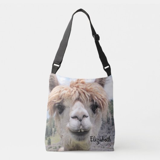 Cute Smiling Alpaca Photo Afbeelding Crossbody Tas (Voorkant)