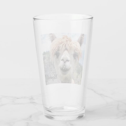 Cute Smiling Alpaca Photo Afbeelding Glas (Achterkant)