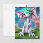 Cute Smiling Baby Dragon met Flowers Briefkaart (Voorkant / Achterkant)