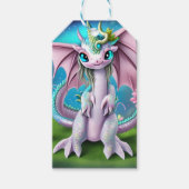 Cute Smiling Baby Dragon met Flowers Cadeaulabel (Voorkant)
