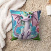Cute Smiling Baby Dragon met Flowers Kussen (Deken)