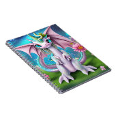 Cute Smiling Baby Dragon met Flowers Notitieboek (Rechterzijde)