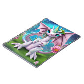 Cute Smiling Baby Dragon met Flowers Notitieboek (Linkerzijde)