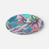 Cute Smiling Baby Dragon met Flowers Papieren Bordje (Gekanteld)