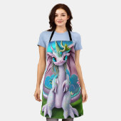 Cute Smiling Baby Dragon met Flowers Schort (Gedragen)