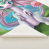 Cute Smiling Baby Dragon met Flowers Sherpa Deken (3/4)