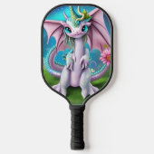 Cute Smiling Baby Dragon met Poster Flowers Pickleball Paddle (Voorkant)