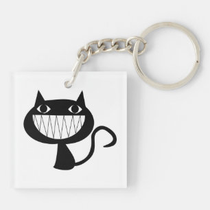 Cute Smiling Black Cat Halloween Sleutelhanger