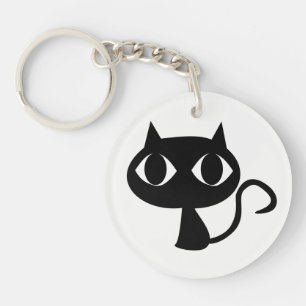 Cute Smiling Black Cat Sleutelhanger