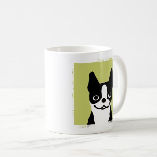 Cute Smiling Boston Terrier Cartoon Dog Koffiemok (Voorkant rechts)