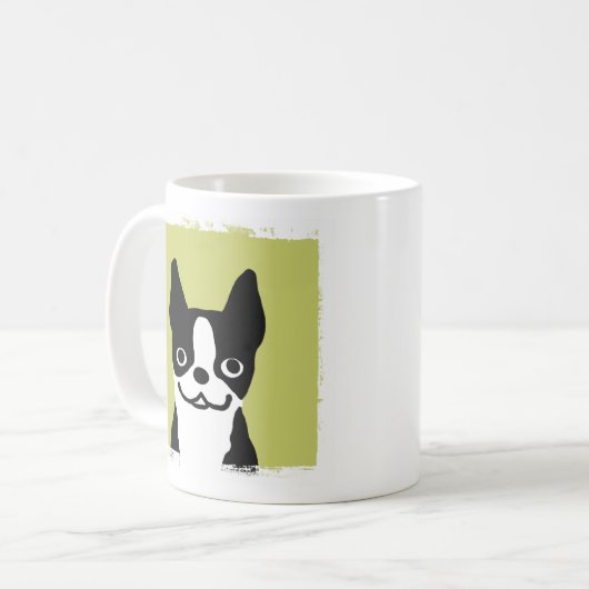 Cute Smiling Boston Terrier Cartoon Dog Koffiemok (Voorkant links)