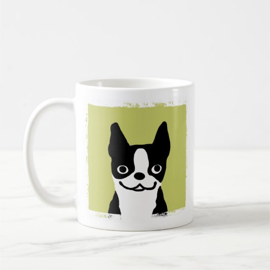 Cute Smiling Boston Terrier Cartoon Dog Koffiemok (Links)