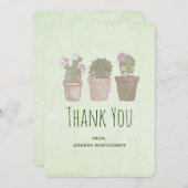 Cute Smiling Cactus Trio Waterverf Design Bedankkaart (Voorkant / Achterkant)