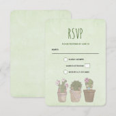 Cute Smiling Cactus Trio Waterverf Design RSVP Kaartje (Voorkant / Achterkant)