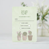 Cute Smiling Cactus Trio Waterverf Design RSVP Kaartje (Staand voorkant)