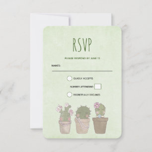 Cute Smiling Cactus Trio Waterverf Design RSVP Kaartje