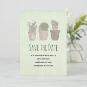 Cute Smiling Cactus Trio Waterverf Design Save The Date (Staand voorkant)