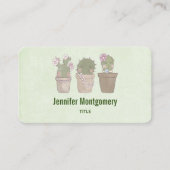 Cute Smiling Cactus Trio Waterverf Design Visitekaartje (Voorkant)