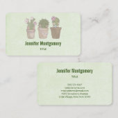 Cute Smiling Cactus Trio Waterverf Design Visitekaartje (Voorkant / Achterkant)