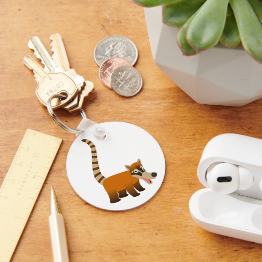 Cute Smiling Cartoon Coatimundi Sleutelhanger (Bureau)
