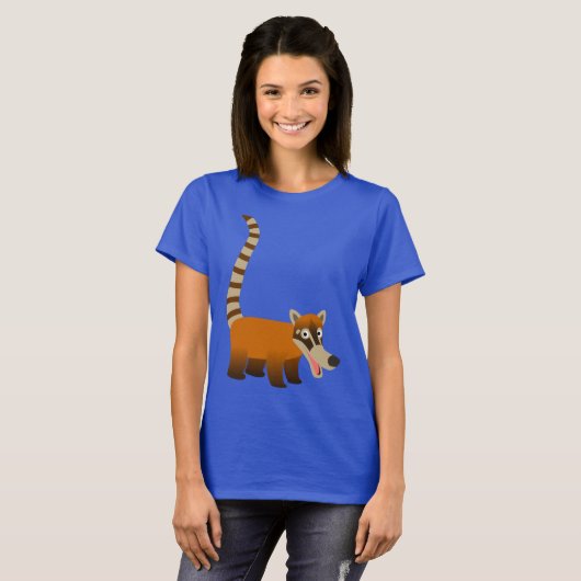 Cute Smiling Cartoon Coatimundi Women T-Shirts (Voorkant volledig)