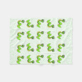 Cute Smiling Cartoon Green Yellow Snake Fleece Deken (Voorkant (Horizontaal))