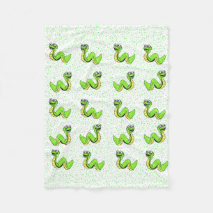 Cute Smiling Cartoon Green Yellow Snake Fleece Deken