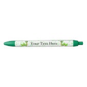 Cute Smiling Cartoon Green Yellow Snake Zwarte Inkt Pen (Voorkant)