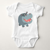 Cute Smiling Cartoon Hippo Baby Bodysuit (Voorkant)