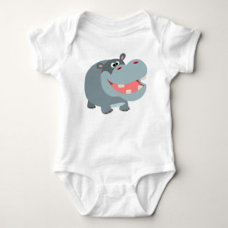 Cute Smiling Cartoon Hippo Baby Bodysuit