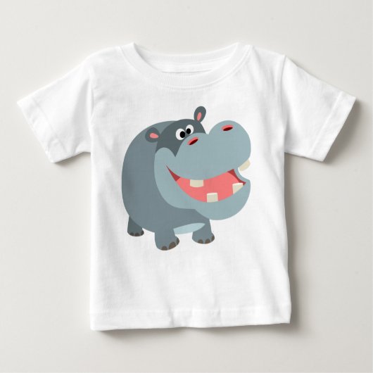 Cute Smiling Cartoon Hippo Baby T-Shirt (Voorkant)