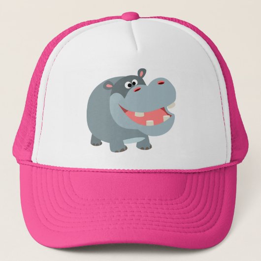 Cute Smiling Cartoon Hippo Pet (Voorkant)