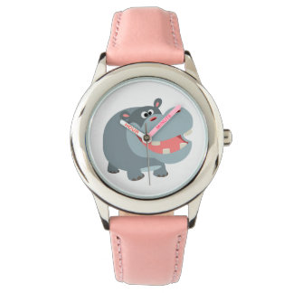Cute Smiling Cartoon Hippo Watch Horloge