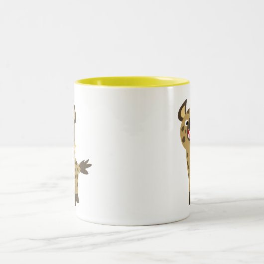 Cute Smiling Cartoon Hyena Magnet Tweekleurige Koffiemok (Center)