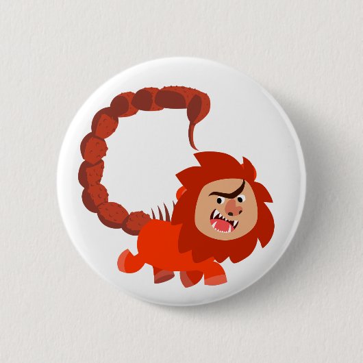 Cute Smiling Cartoon Manticore Button Badge (Voorkant)