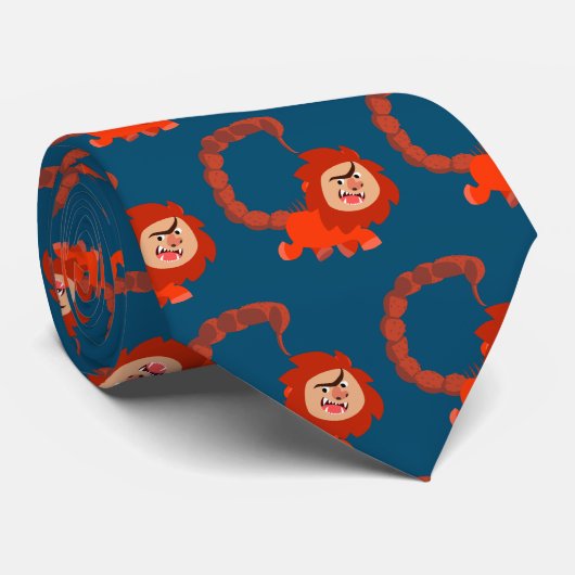 Cute Smiling Cartoon Manticore Tie Stropdas (Opgerold)