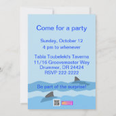 Cute Smiling Cartoon Shark Party-uitnodigingen Kaart (Achterkant)