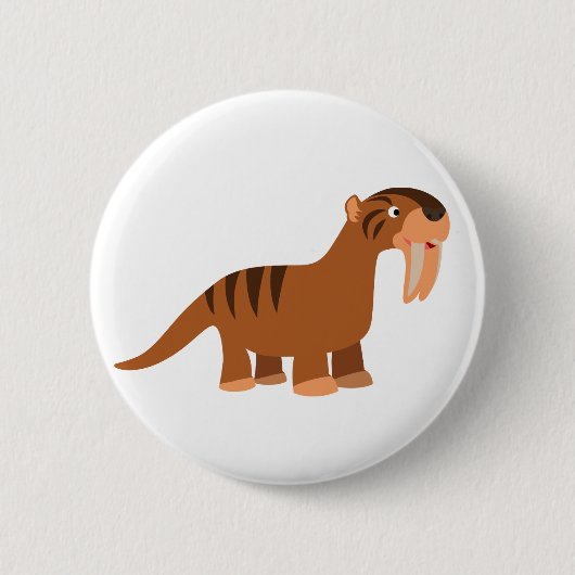 Cute Smiling Cartoon Thylacosmilus Button Badge (Voorkant)