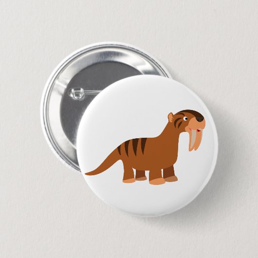 Cute Smiling Cartoon Thylacosmilus Button Badge (Voorkant /achterkant)