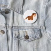 Cute Smiling Cartoon Thylacosmilus Button Badge (In situ)