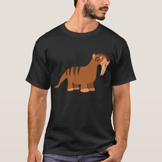 Cute Smiling Cartoon Thylacosmilus T-Shirt (Voorkant)