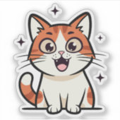 Cute Smiling Cat Cartoon Sticker (Voorkant)