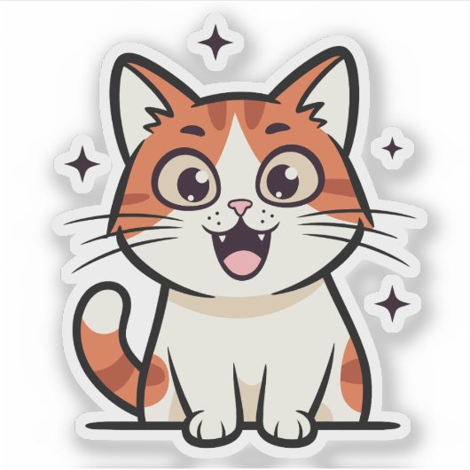Cute Smiling Cat Cartoon Sticker (Voorkant)