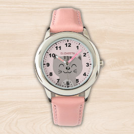 Cute smiling Cat for Girl Horloge