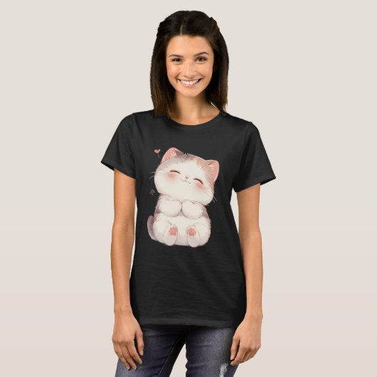 Cute Smiling Cat T-Shirt (Voorkant volledig)