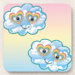 Cute Smiling Cloud Hard plastic coaster Bier Onderzetter