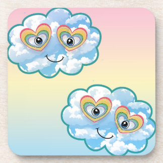 Cute Smiling Cloud Hard plastic coaster Bier Onderzetter