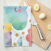 Cute Smiling Clouds Suns Rainbows Kitchen Towel Theedoek (Quarter Fold)