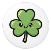 Cute Smiling Clover Keramische Knop (Voorkant)