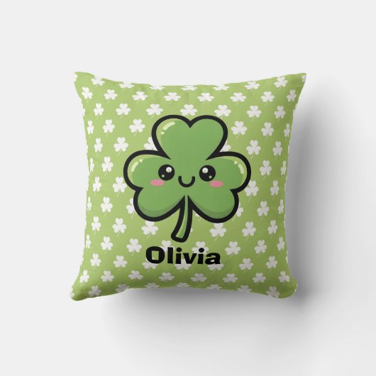 Cute Smiling Clover Kussen (Achterkant)